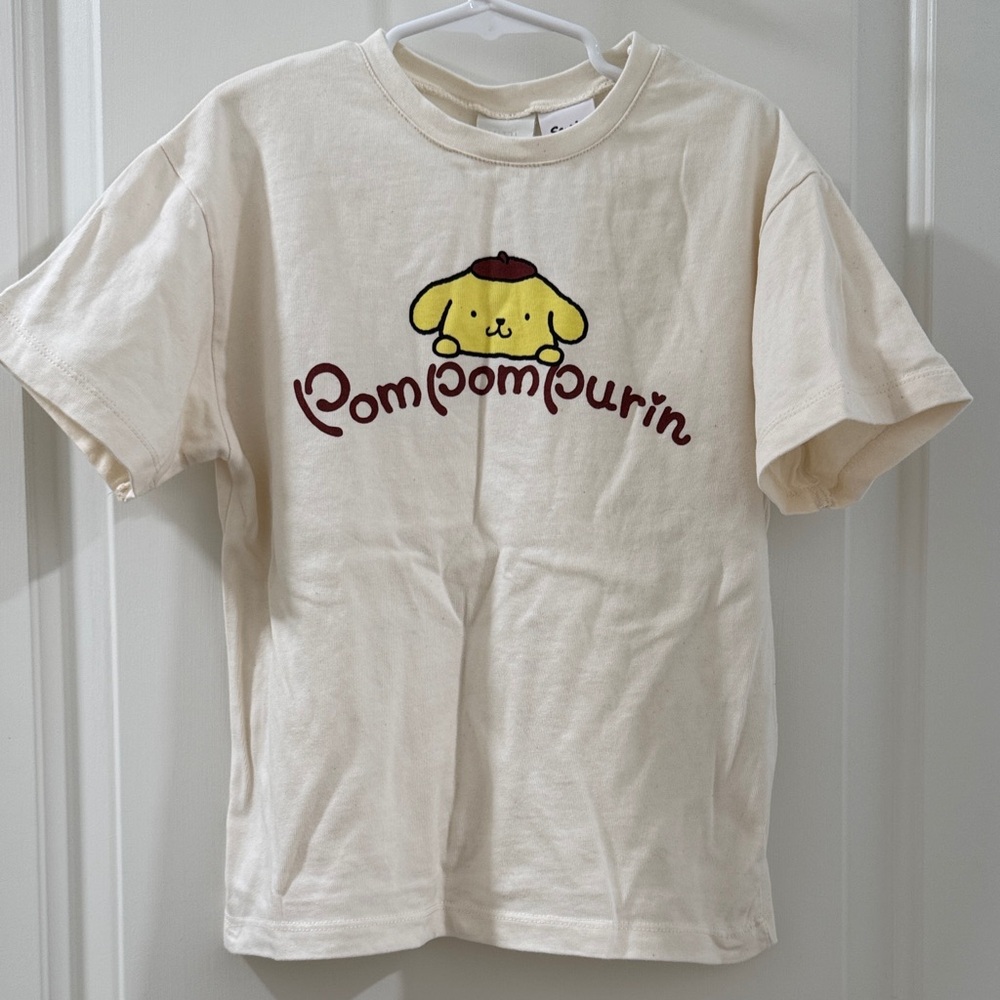 Zara Girls Pom Pom Purin Cream Short Sleeve Tee